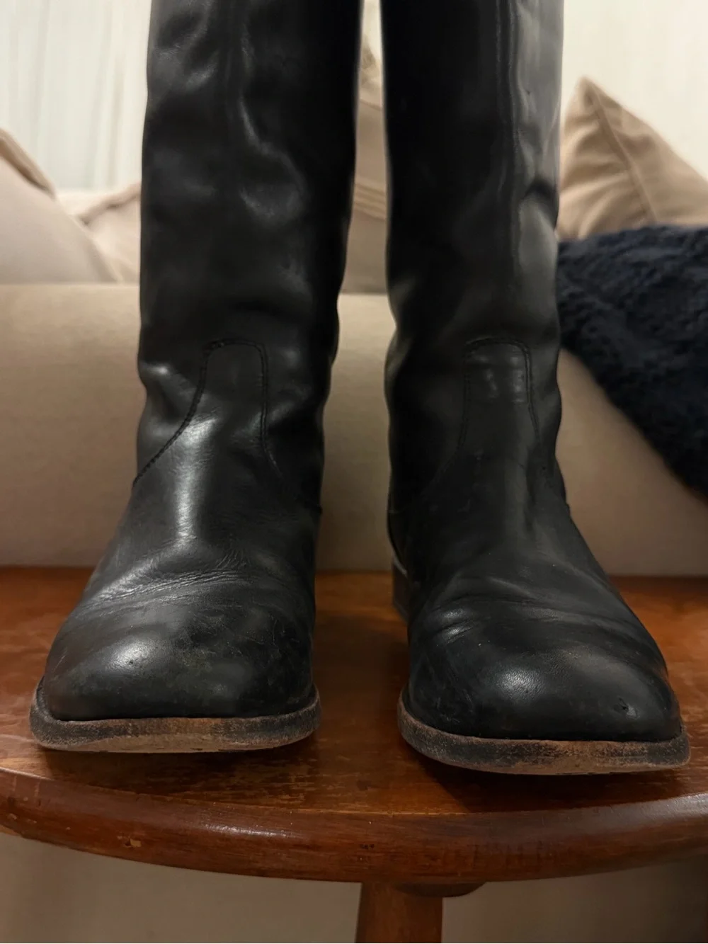 FRYE Melissa Button Black Tall Leather Riding Boots